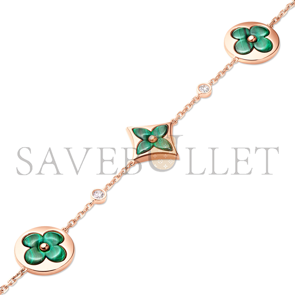 LOUIS VUITTON COLOR BLOSSOM BB MULTI-MOTIFS BRACELET, PINK GOLD, MALACHITE AND DIAMONDS Q95698